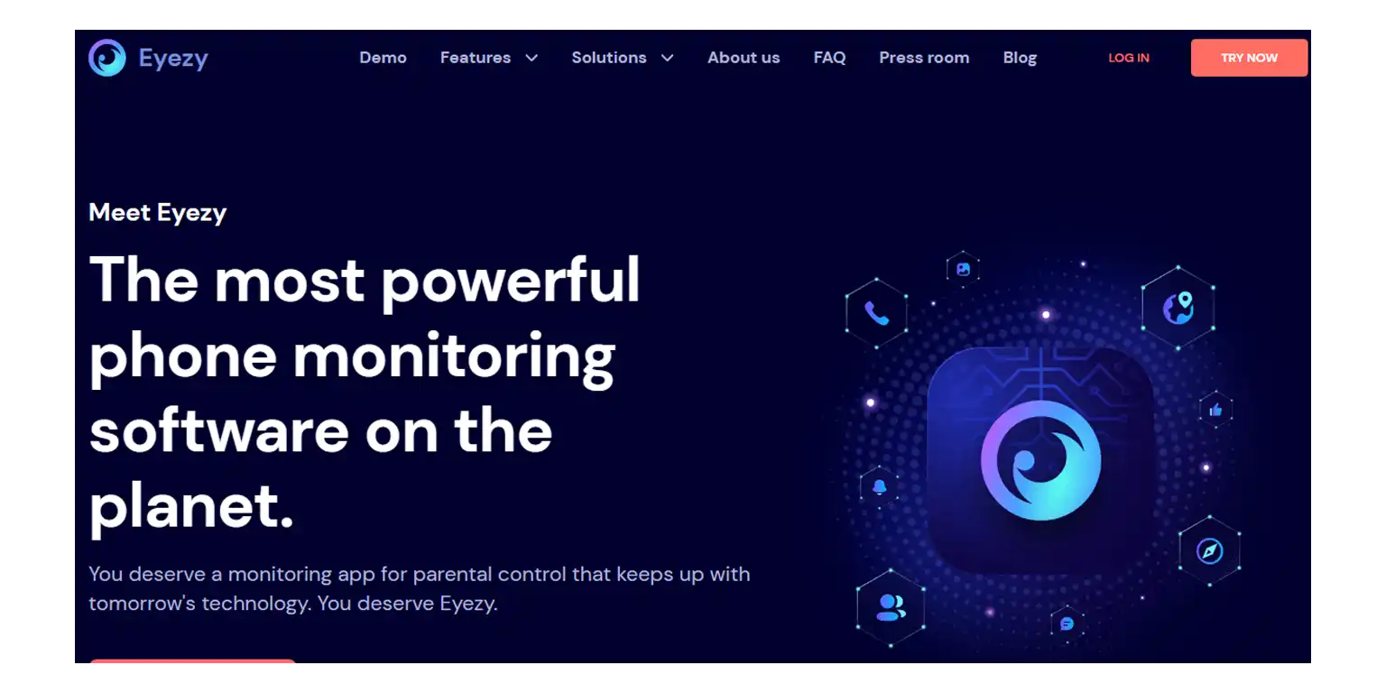 screenshot of the Eyezy main page