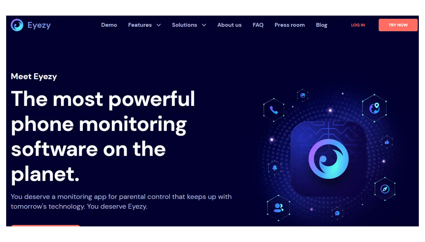 screenshot of the Eyezy main page