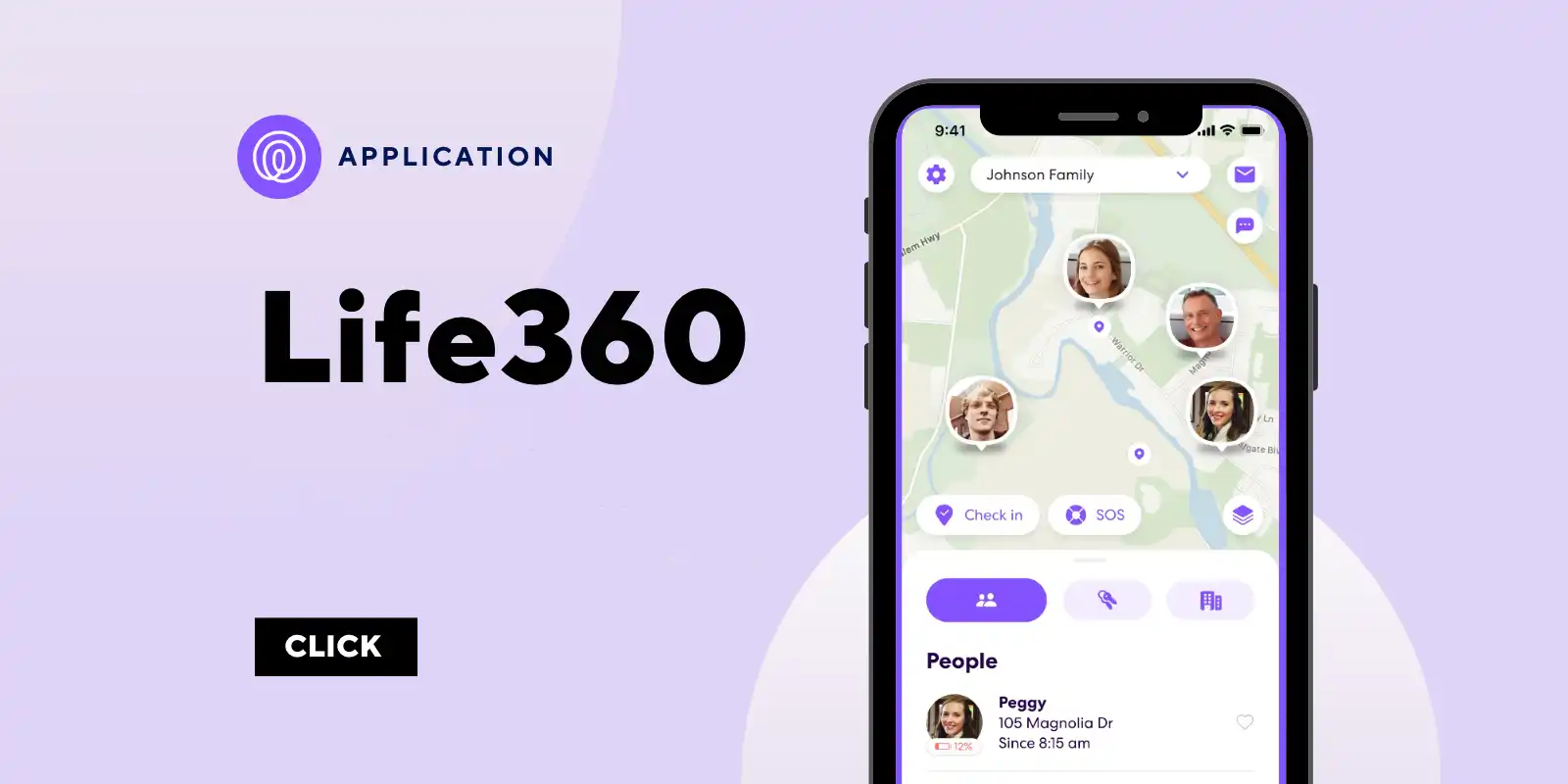 screenshot of a map in Life 360 with users on it