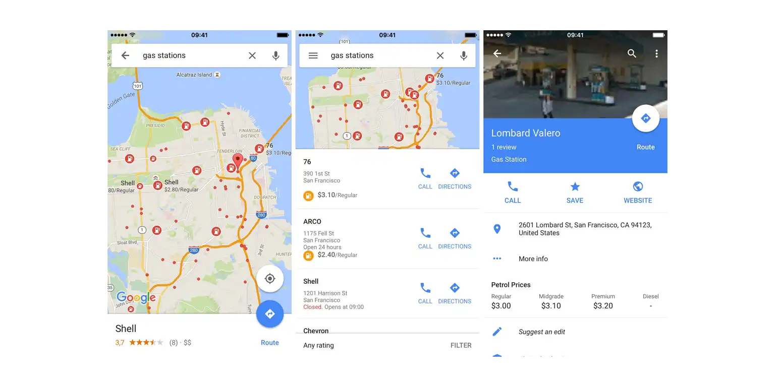 screenshot of the Google Maps main page