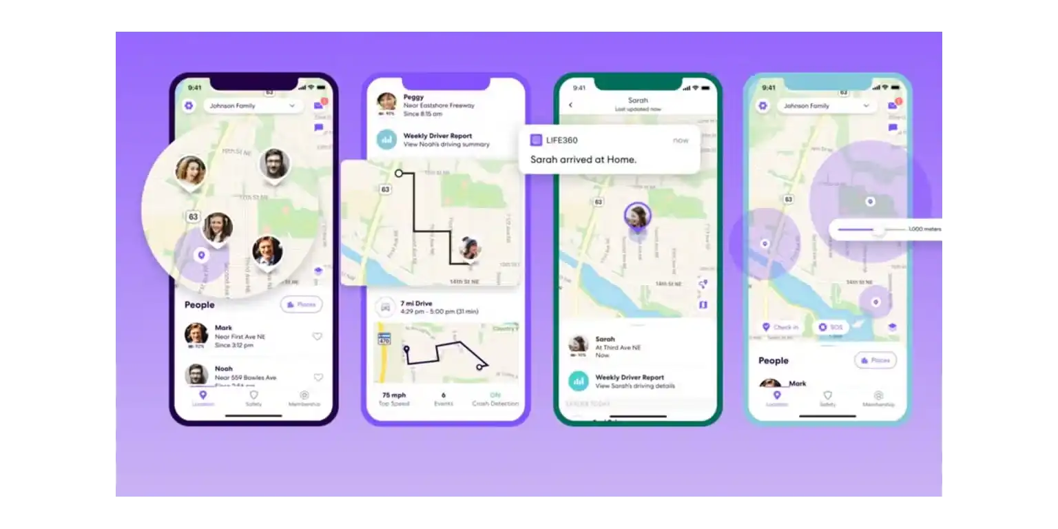 screenshot of the Life 360 main page