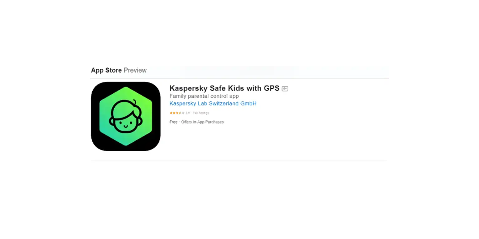 A screenshot of the Kaspersky Safe Kids app in the App Store.