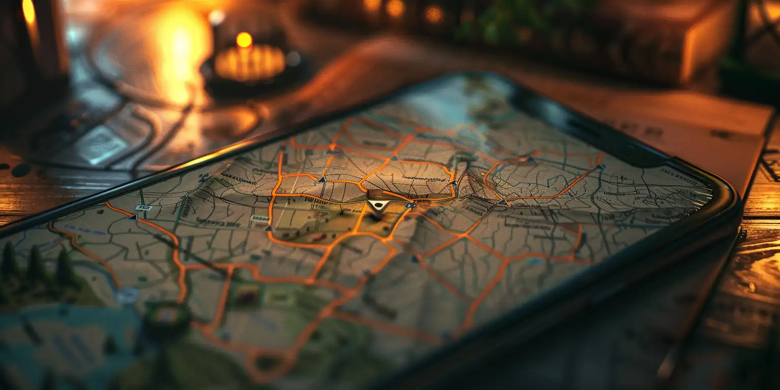 a map is opened on the phone screen, on which a significant place is marked with an asterisk