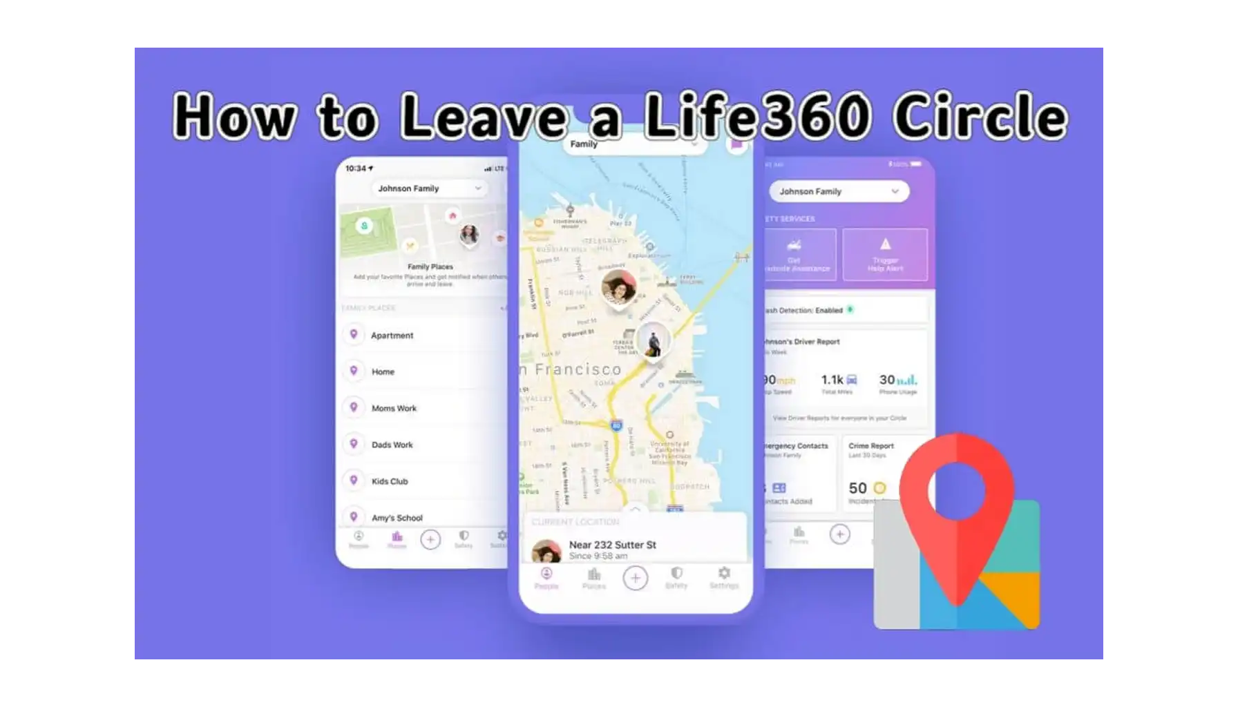 screenshot of the Life 360 application with a confirmation button for deleting or leaving a circle